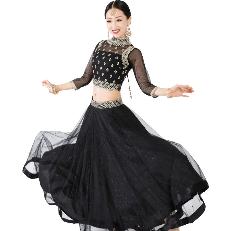 Indiai táncruházat Lengha háromrészes hímzés kézzel készített forró gyémánt Nepál Pakisztán női ruházat - 0