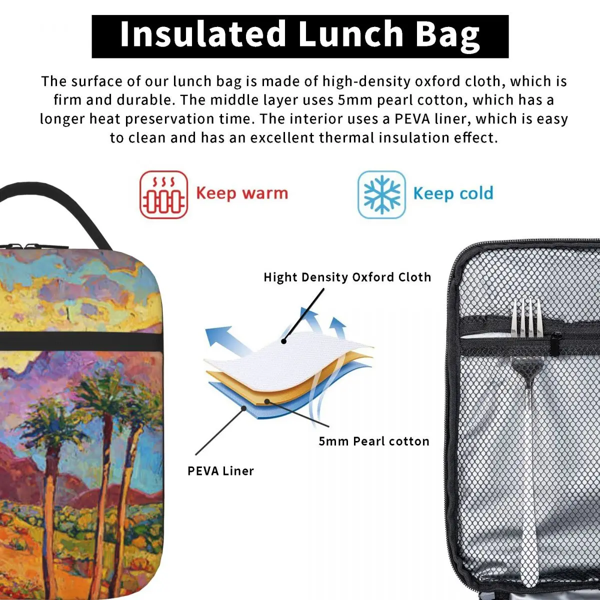 Indian Wells Erin Hanson Prints Lunch Tote Lunchbag Aranyos uzsonnás táska Kis hőtáska - 4
