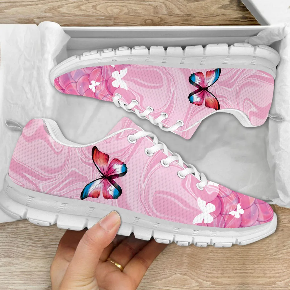 INSTANTARTS Könnyű, csúszásmentes vulkanizált tornacipők Rózsaszín pillangók Design Lapos cipők nőknek Kopásálló sportcipők - 0