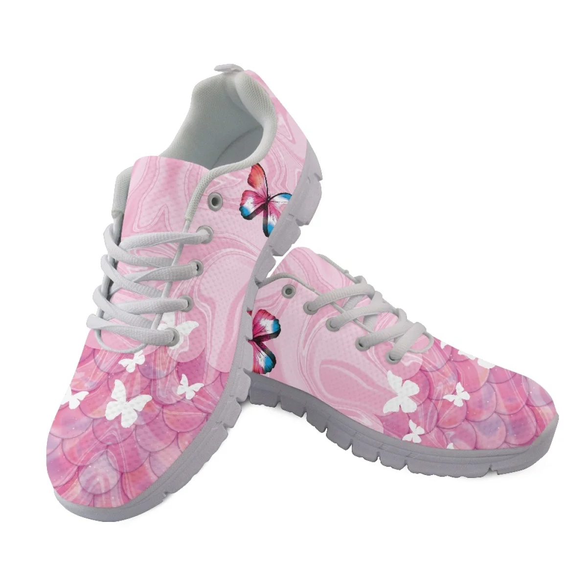 INSTANTARTS Könnyű, csúszásmentes vulkanizált tornacipők Rózsaszín pillangók Design Lapos cipők nőknek Kopásálló sportcipők - 1