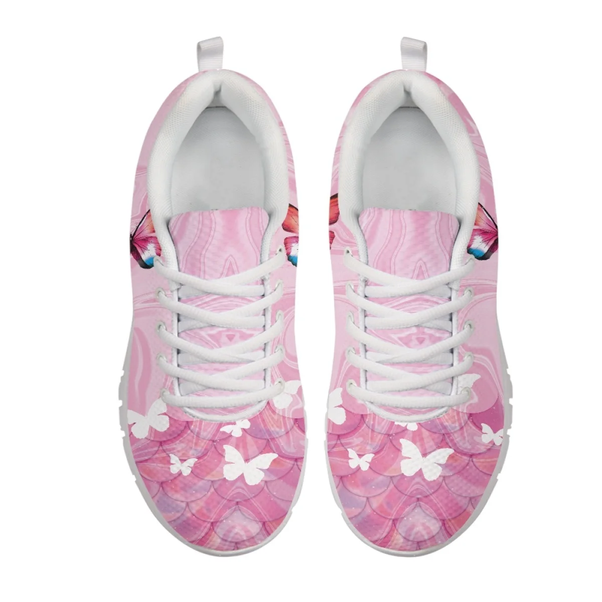 INSTANTARTS Könnyű, csúszásmentes vulkanizált tornacipők Rózsaszín pillangók Design Lapos cipők nőknek Kopásálló sportcipők - 2