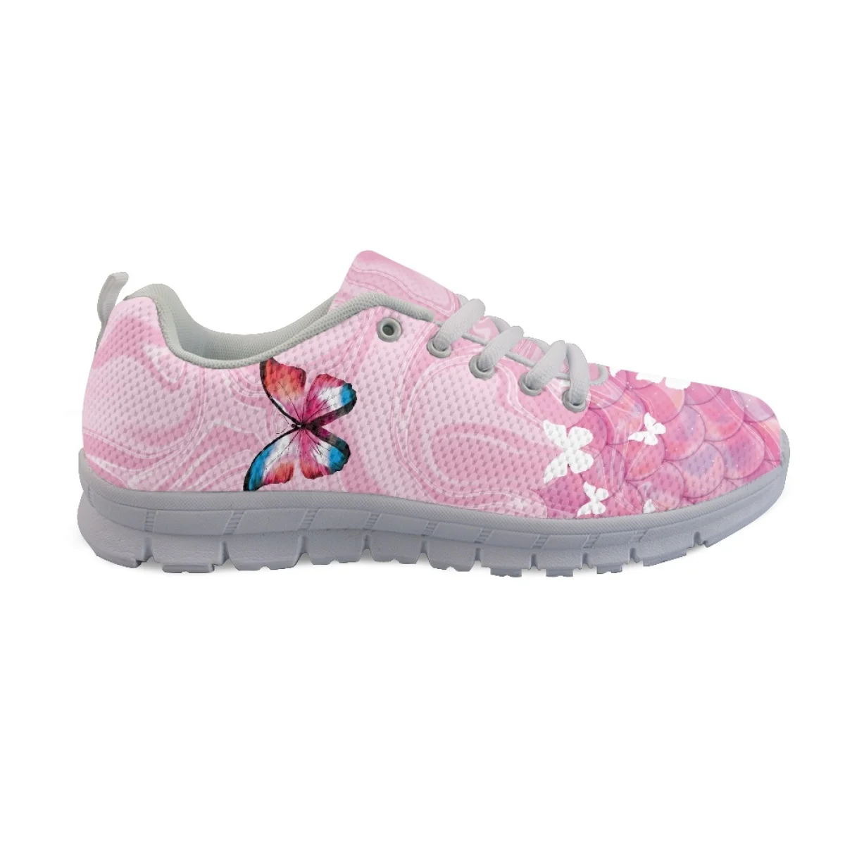 INSTANTARTS Könnyű, csúszásmentes vulkanizált tornacipők Rózsaszín pillangók Design Lapos cipők nőknek Kopásálló sportcipők - 3