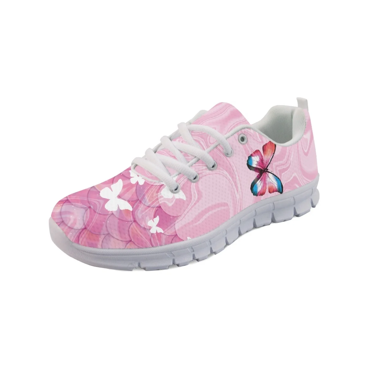 INSTANTARTS Könnyű, csúszásmentes vulkanizált tornacipők Rózsaszín pillangók Design Lapos cipők nőknek Kopásálló sportcipők - 4