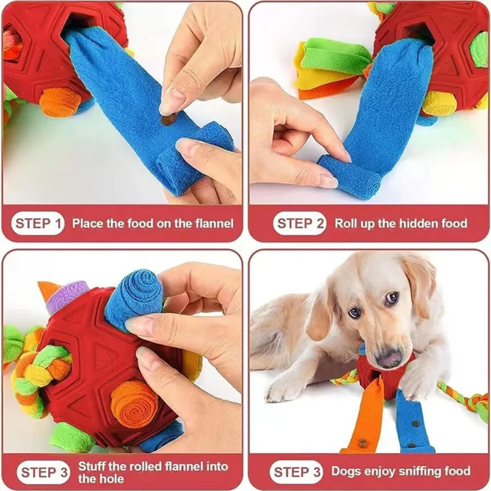 Interaktív kutya puzzle játékok Kisállat képzés Tubáklabda játék kiskutya Keressen ételt Oktatási játékok Szivárgás Élelmiszer csemege játék kutyák lassú adagoló - 2