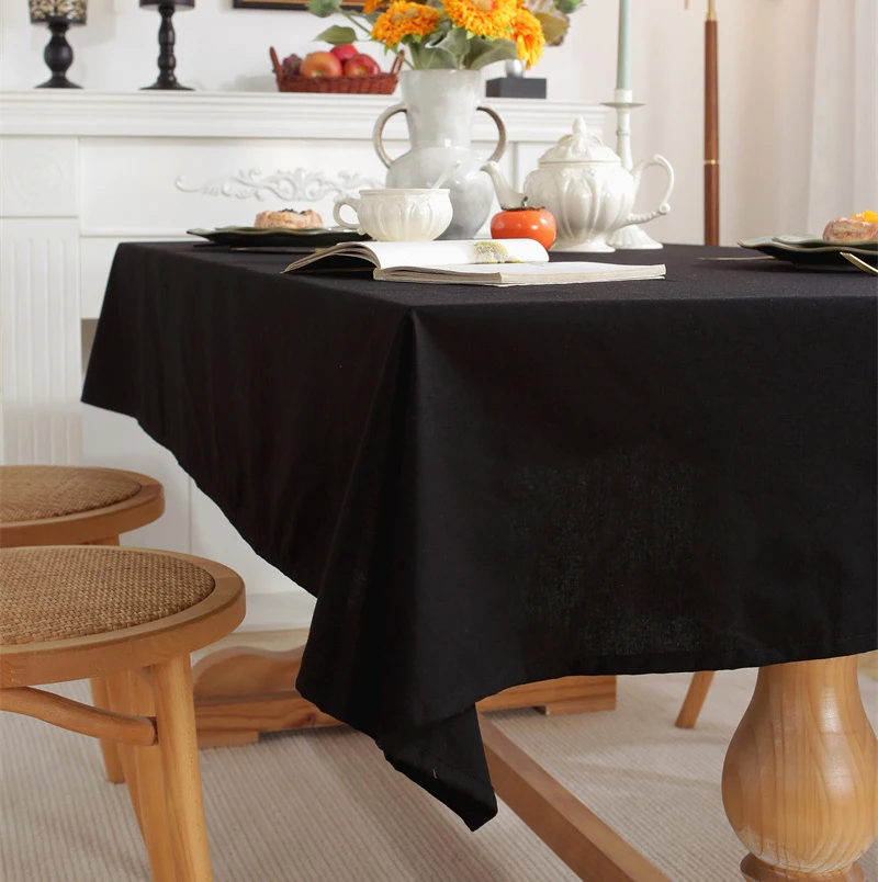 Japán stílusú terítők Fekete fehér pamut vászon Kávé teaasztal terítő étkezőasztalhoz Jó minőségű - 5