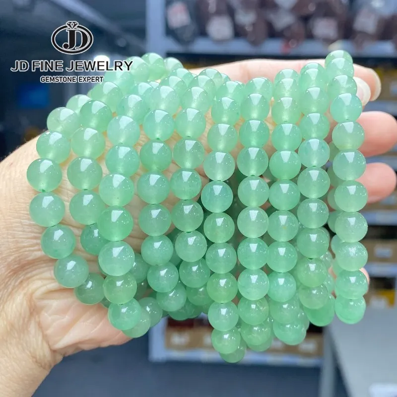 JD Natural Green Aventurin gyöngyös karkötők Nők kerek jáde kő jóga Mala gyöngyök gyógyító ékszerek meditáció karszalag ajándék - 0