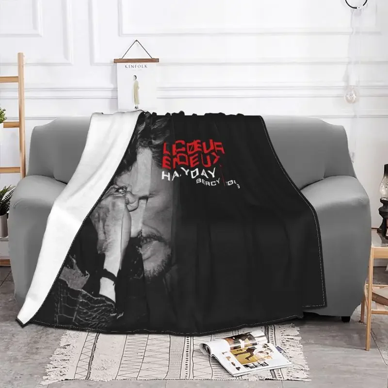 Johnny Hallyday takarók meleg flanel Franciaország rockénekes takaró otthoni hálószoba kanapéhoz - 1