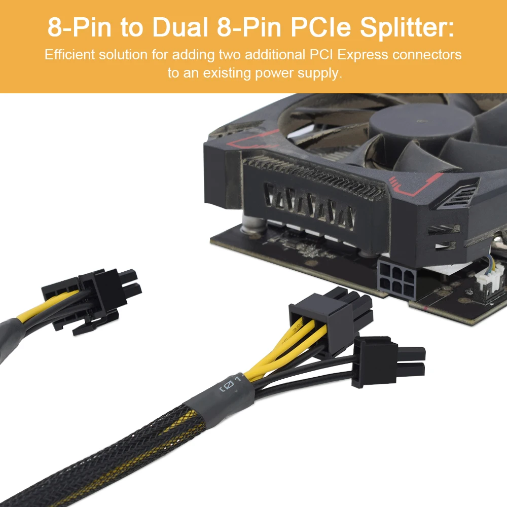 JULONGFENGBAO 1/2 DB 6Pin 8Pin PCI Express - két PCIe 8 (6+2)tűs tápkábel Grafikus kártya PCI-E GPU Data Splitter 24CM - 4