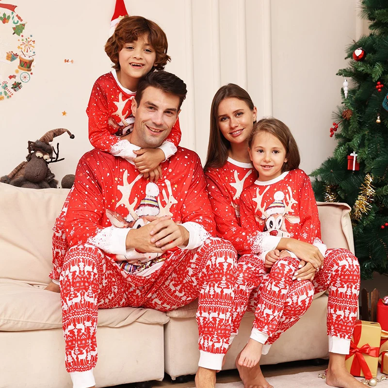 Karácsonyi családi hozzáillő pizsama ruhakészlet 2023 Újév karácsony pizsama Apa Anya Gyerekek Párok Családi megjelenésű hálóruha Ruha - 0