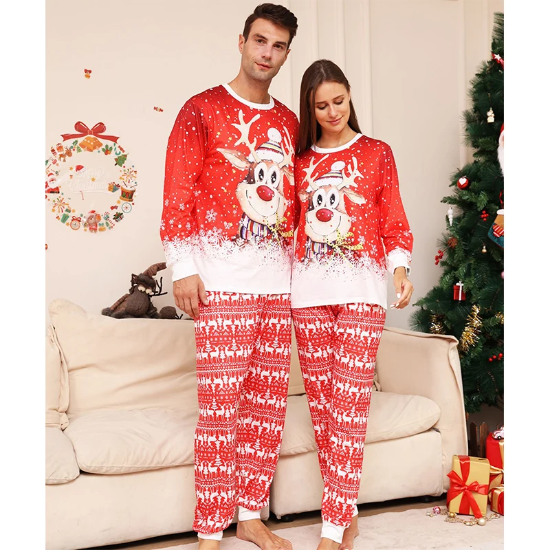 Karácsonyi családi hozzáillő pizsama ruhakészlet 2023 Újév karácsony pizsama Apa Anya Gyerekek Párok Családi megjelenésű hálóruha Ruha - 2