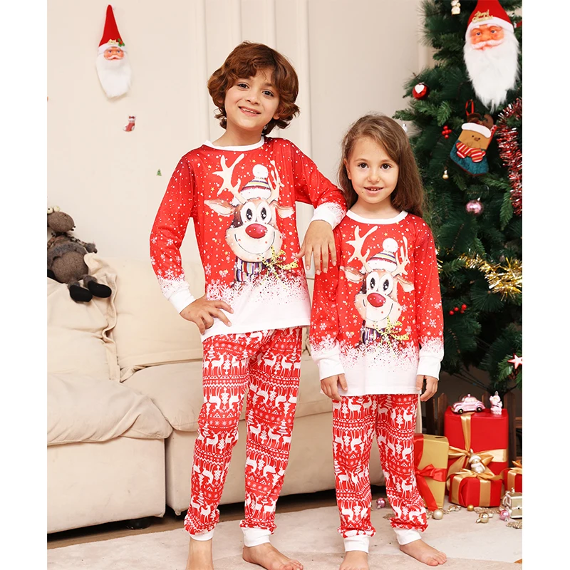 Karácsonyi családi hozzáillő pizsama ruhakészlet 2023 Újév karácsony pizsama Apa Anya Gyerekek Párok Családi megjelenésű hálóruha Ruha - 3