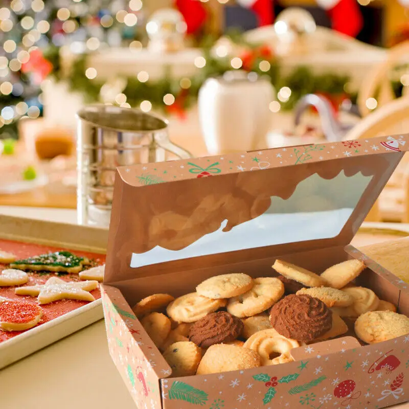 Karácsonyi nátronpapír torta keksz doboz sütik Mézeskalács felnőtt gyermekek ajándéktáska Gyerekek szívessége boldog új évet dekorációs kellékek - 3