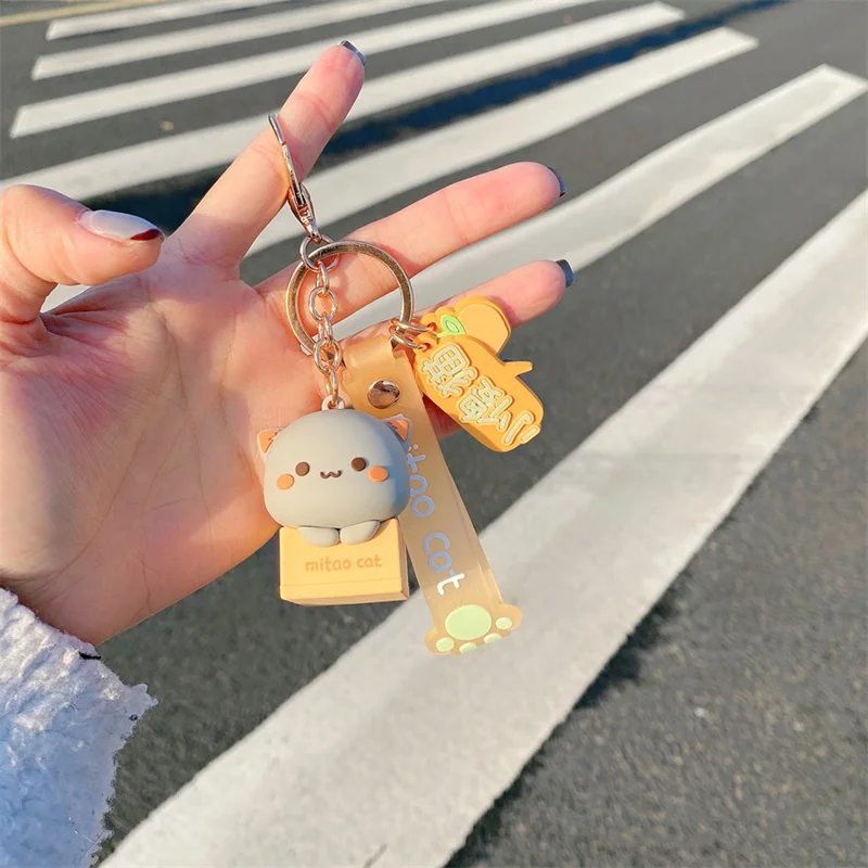 Kawaii Mitao Cat Anime figurák Kulcstartó Szilikon baba Cosplay kulcstartó Diy autó kulcstartó Hátizsák Medál csecsebecse játékok Ajándékok - 2