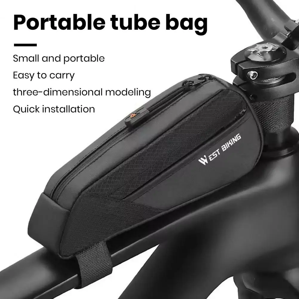  Kerékpár táska Kerékpár első keret táska vízálló kerékpáros felső cső keret táska kapacitással Kompakt méretű cipzár rögzítőszalag - 0