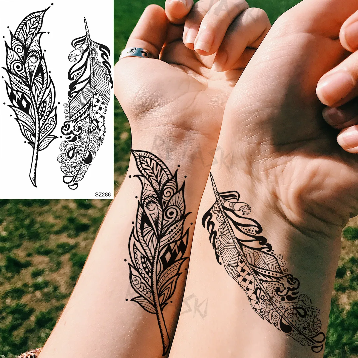 Kis tollcsukló Ideiglenes tetoválások nőknek Felnőtt napraforgó bolygó Reális hamis tetoválás Body Art festés Vízálló Tatoos - 1