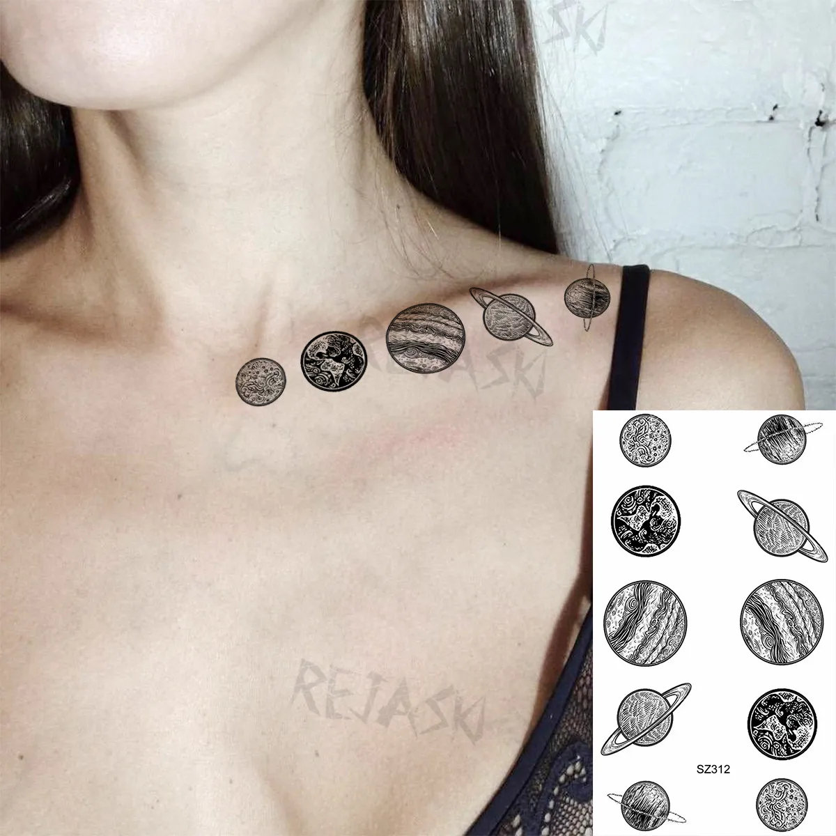 Kis tollcsukló Ideiglenes tetoválások nőknek Felnőtt napraforgó bolygó Reális hamis tetoválás Body Art festés Vízálló Tatoos - 2