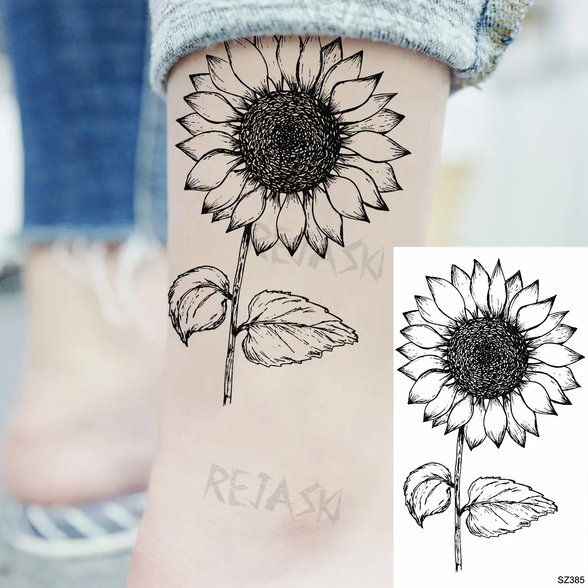 Kis tollcsukló Ideiglenes tetoválások nőknek Felnőtt napraforgó bolygó Reális hamis tetoválás Body Art festés Vízálló Tatoos - 4