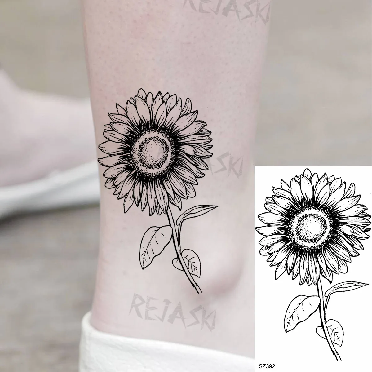 Kis tollcsukló Ideiglenes tetoválások nőknek Felnőtt napraforgó bolygó Reális hamis tetoválás Body Art festés Vízálló Tatoos - 5