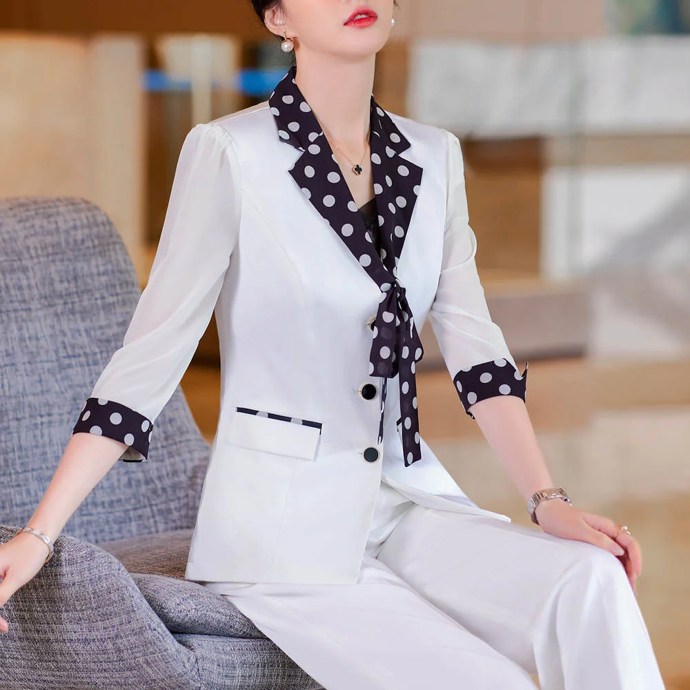 Kiváló minőségű őszi téli formális női blézer női üzleti öltöny készletekkel Munkaruházat irodai egyenruha 4XL méretű nadrágkabát - 3