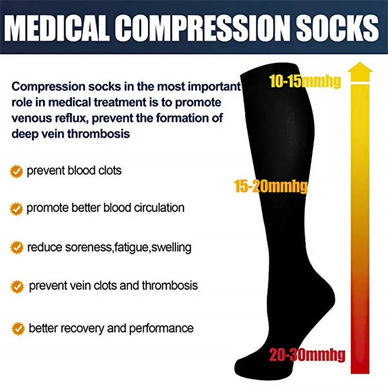 kompressziós harisnya Vérkeringés elősegítése Karcsúsító kompressziós zokni fáradtság elleni kényelmes egyszínű zokni - 2