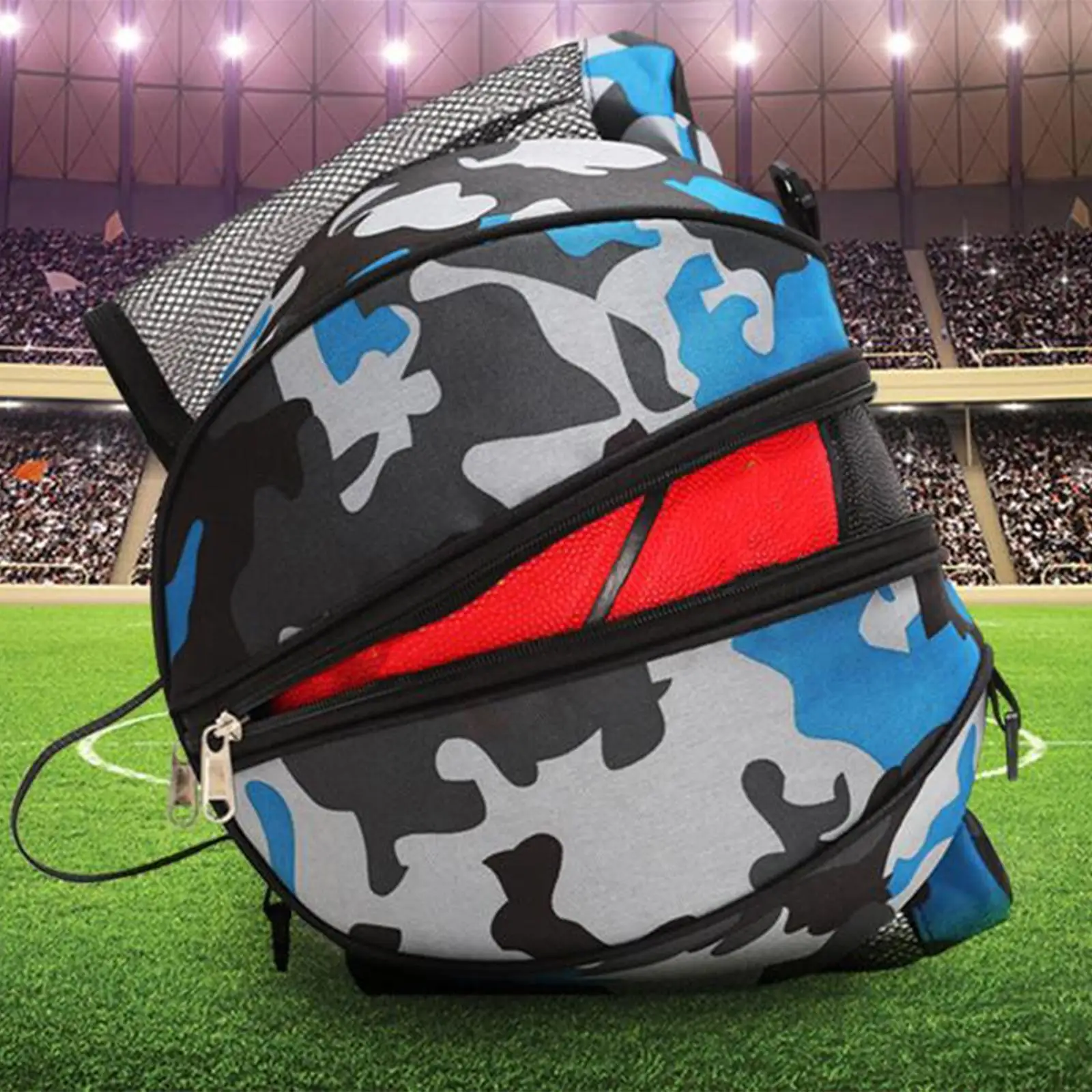 Kosárlabda táska hátizsák vízálló hálós zsebek futball röplabda kék - 4