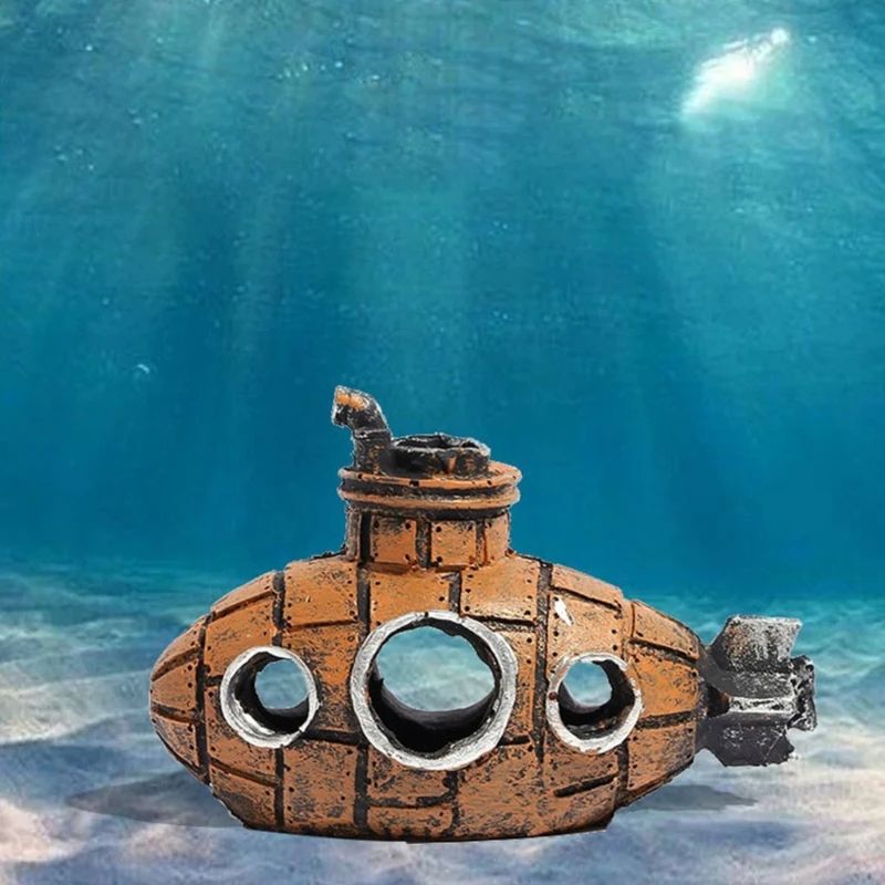 Kreatív akvárium Elsüllyedt hajó dekorációk Gyanta kalózhajó tengeralattjárók Díszek Tereprendezés kis közepes haltartályhoz - 2