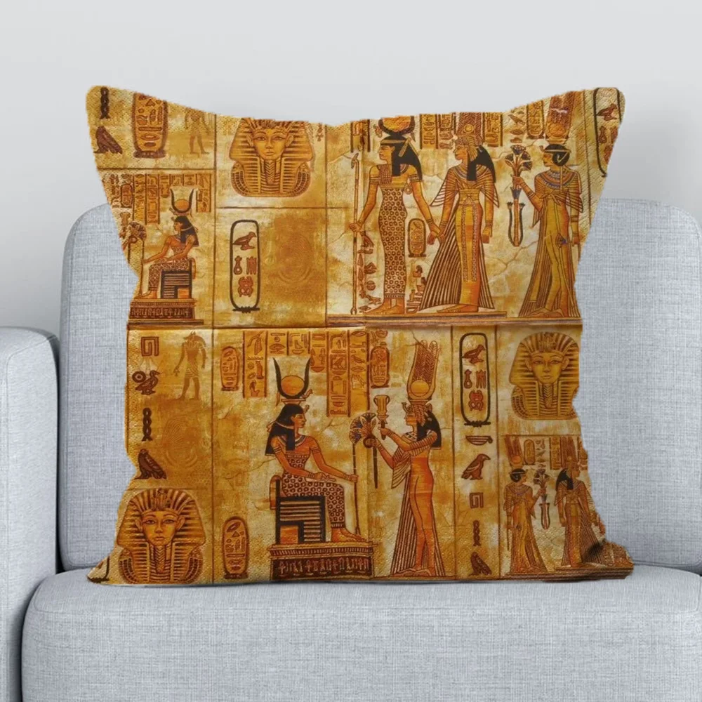 Kétoldalas nyomtatás Ókori egyiptomi fáraó Dekoratív párnahuzatok párnákhoz Párnahuzat párnák huzat 45*45 Párnahuzatok 45x45 - 3