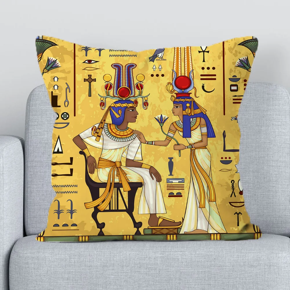 Kétoldalas nyomtatás Ókori egyiptomi fáraó Dekoratív párnahuzatok párnákhoz Párnahuzat párnák huzat 45*45 Párnahuzatok 45x45 - 5