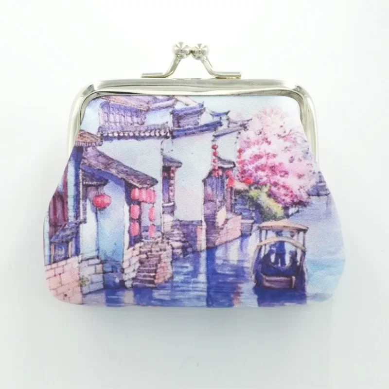 Kézzel festett Jiangnan Shuixiang ősi város turisztikai ajándéktárgyak érme pénztárca ékszer táska kulcs táska érme pénztárca kínai stílusban - 0