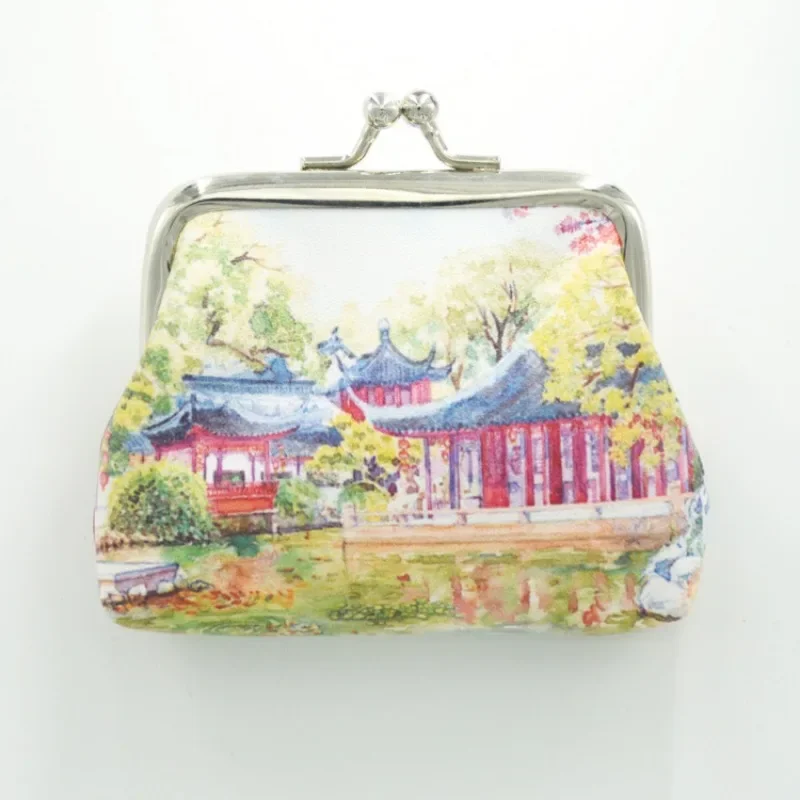 Kézzel festett Jiangnan Shuixiang ősi város turisztikai ajándéktárgyak érme pénztárca ékszer táska kulcs táska érme pénztárca kínai stílusban - 2