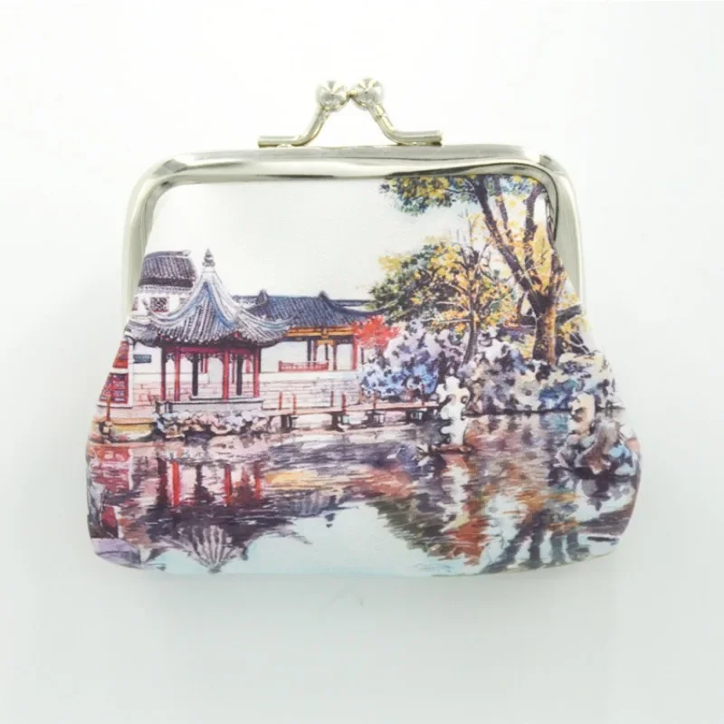 Kézzel festett Jiangnan Shuixiang ősi város turisztikai ajándéktárgyak érme pénztárca ékszer táska kulcs táska érme pénztárca kínai stílusban - 3