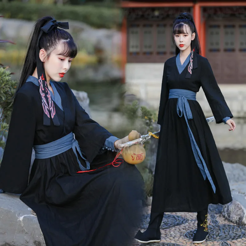 Kínai hagyományos hanfu jelmez nő Ősi kardforgató cosplay ruházat Párok Lady Tang dinasztia ruha Kimonó ruha - 1