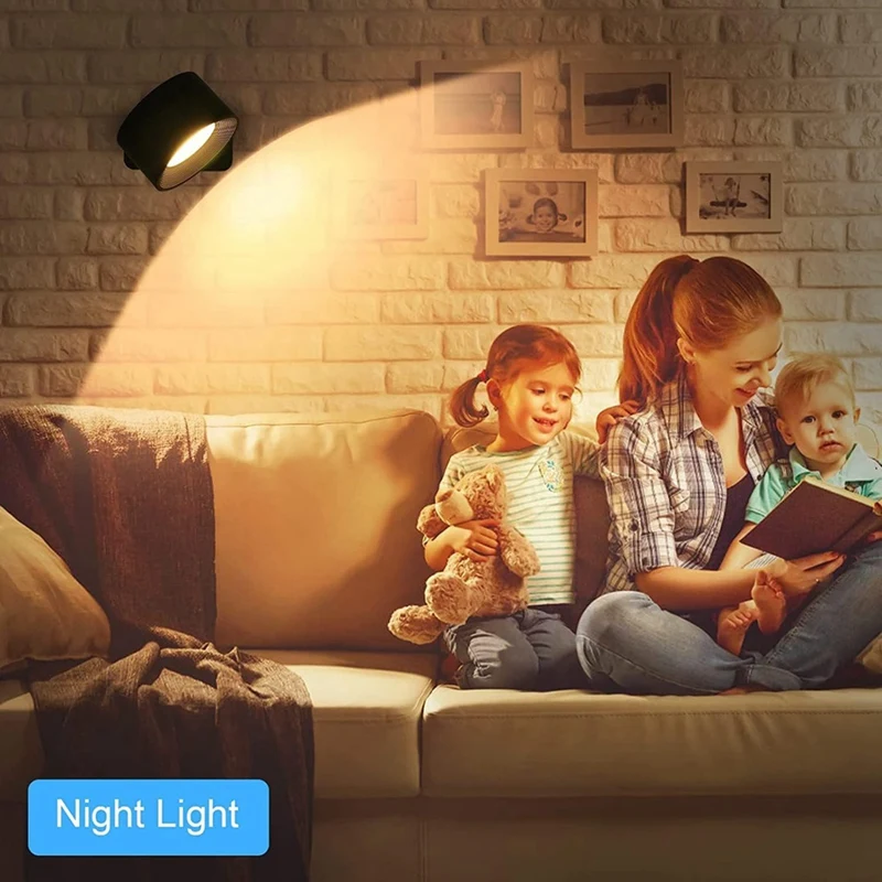 LED fali állvány, falra szerelhető RGB lámpa USB újratölthető 360°-ban forgatható mágneses golyó, vezeték nélküli fali lámpa az ágy mellett - 1