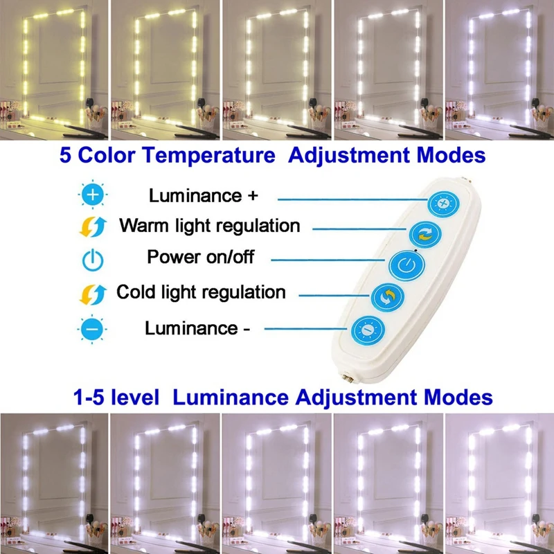 LED hiúsági tükör lámpák készlet pótalkatrészek Hiúság smink könnyű öltözködési asztal lámpa tükör lámpák szalag - 1