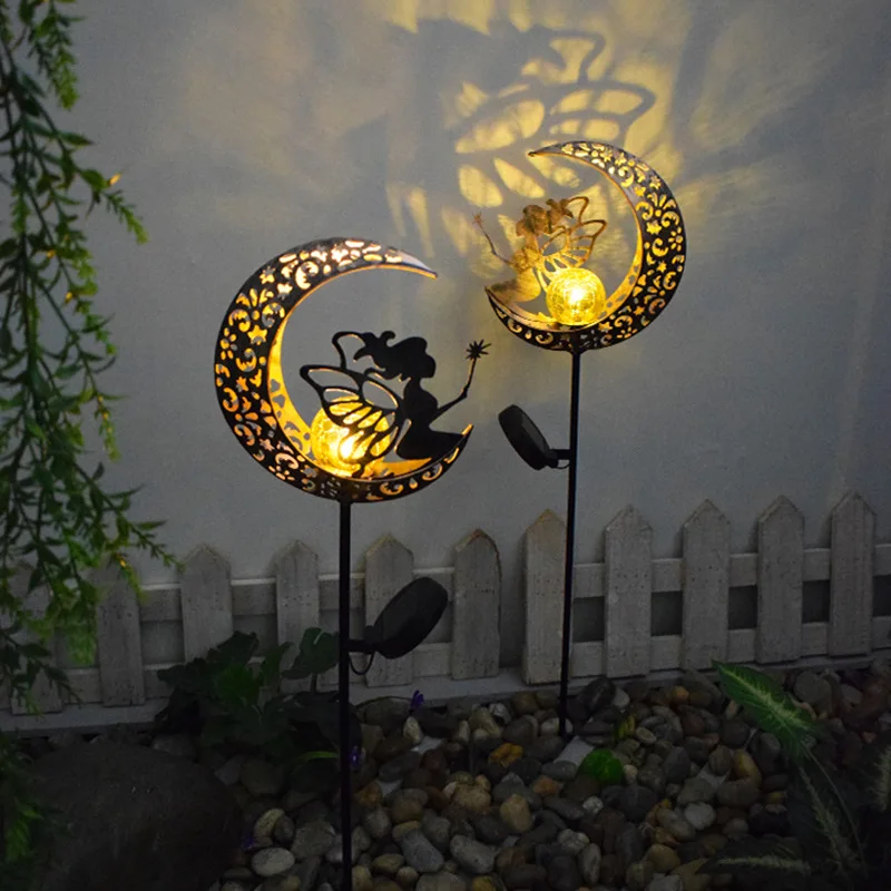 LED napelemes fűlámpa tündér angyal / nap / hold / láng retro napelemes fény kültéri vízálló kerti dekoráció udvari táj sétányhoz - 0