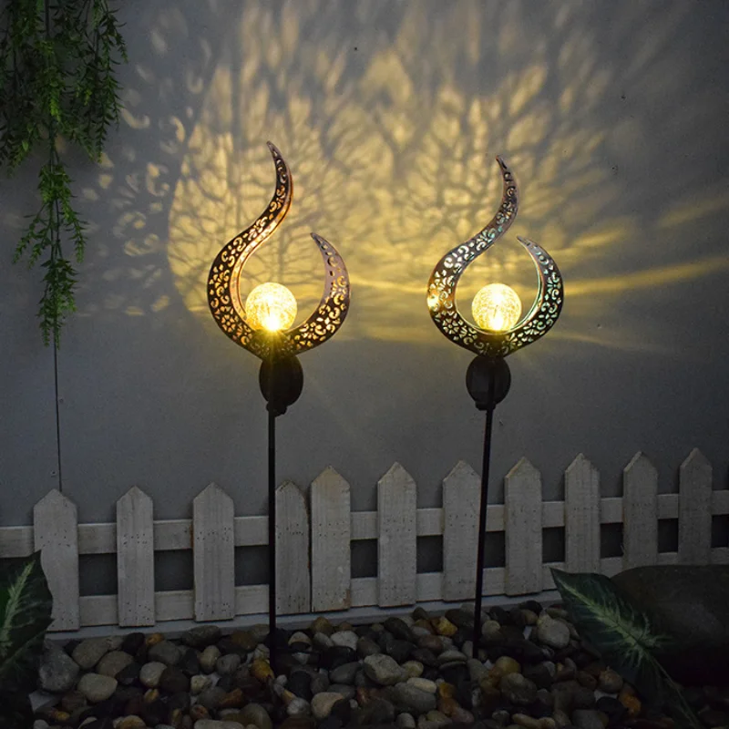 LED napelemes fűlámpa tündér angyal / nap / hold / láng retro napelemes fény kültéri vízálló kerti dekoráció udvari táj sétányhoz - 3