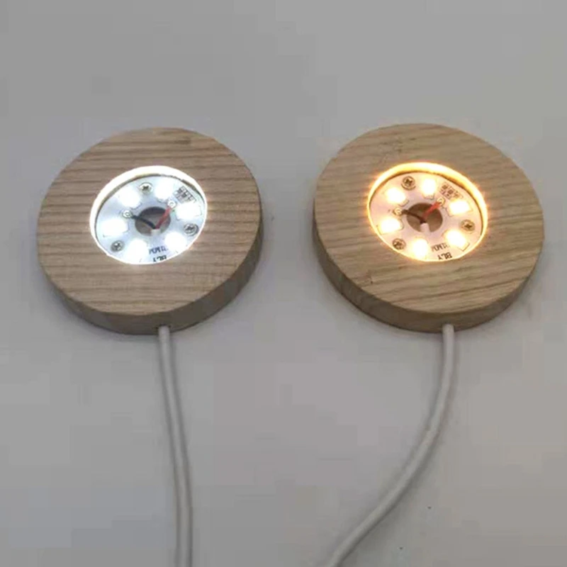 LED éjszakai fény Fa kerek talptartó kijelző állvány kristályokhoz Üveggömb megvilágítás világítás Tartozékok Kézműves - 1