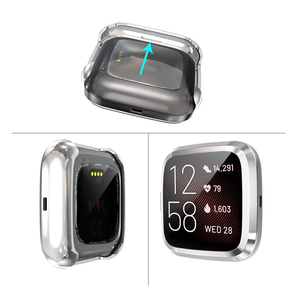  legújabb ultravékony puha TPU védőtok tok fedél átlátszó védőhéj a Fitbit Versa 2 sávos intelligens óra képernyővédő fóliához - 1