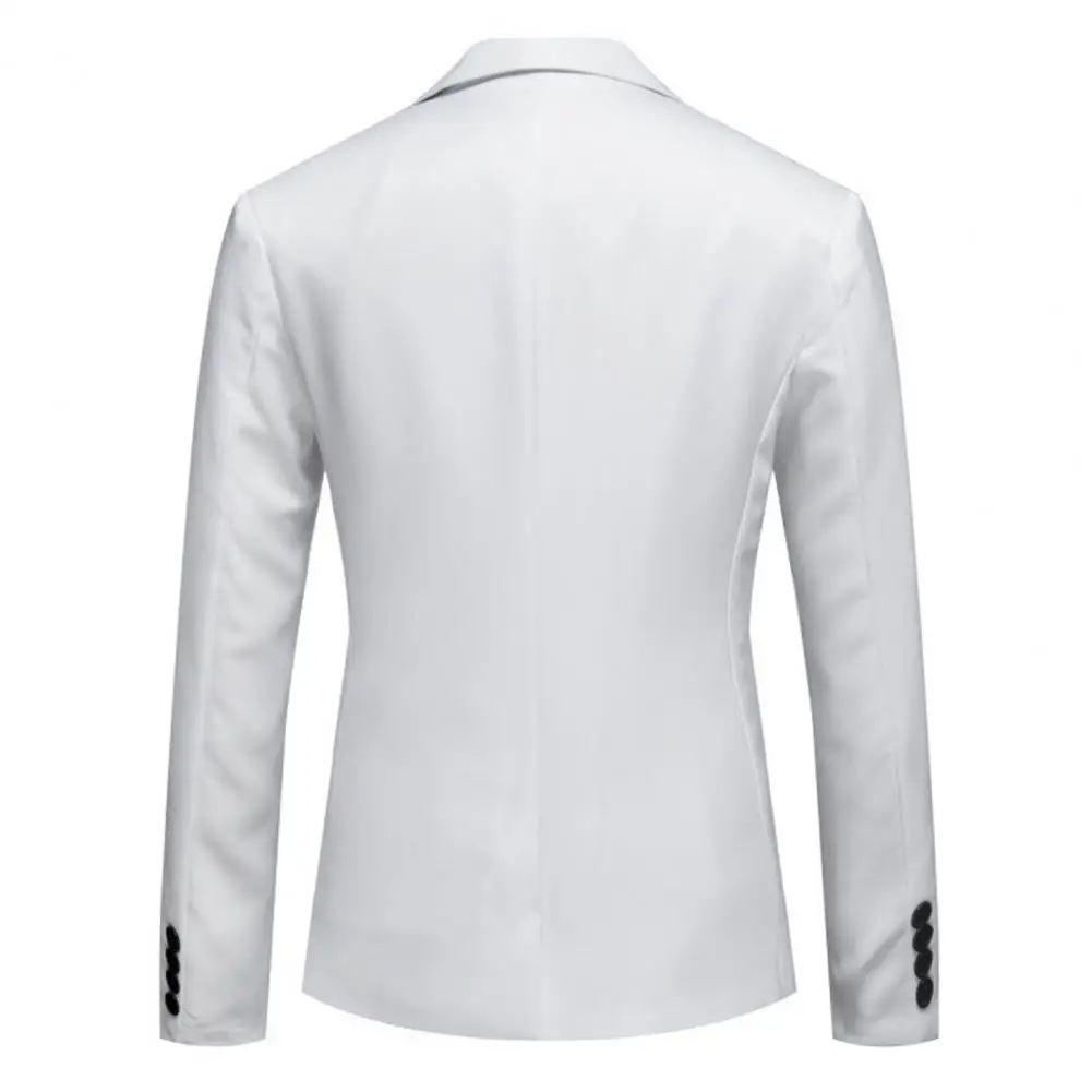 Long Sleebe öltönykabát Elegáns férfi slim fit esküvői öltöny kabát Hivatalos üzleti stílus egygombos Cardigan lehúzással - 2