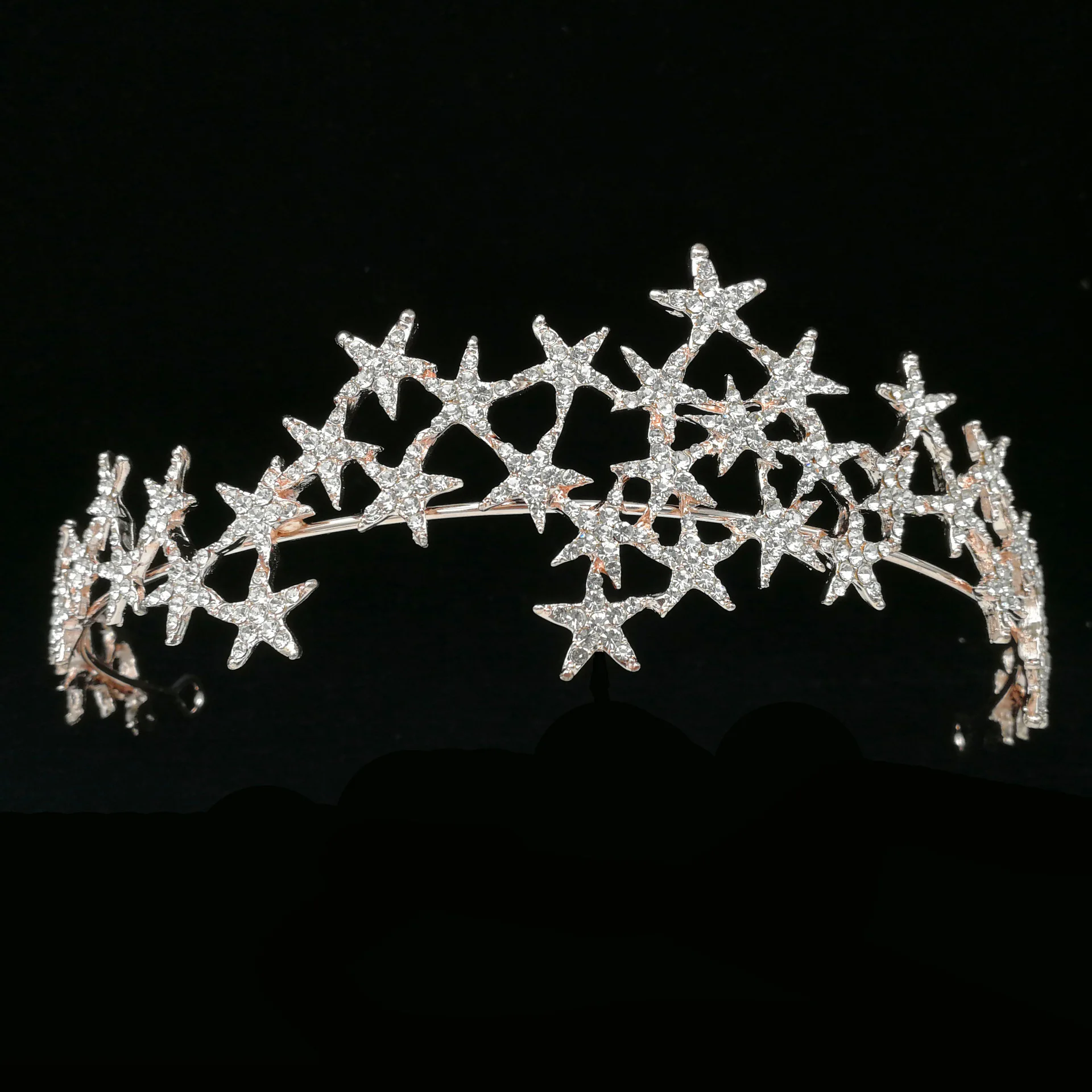 Luxus kézzel készített Crystal Star hajpántok vintage strassz menyasszonyi tiaras korona fejpánt esküvői haj kiegészítők Tiara De Noiva - 5