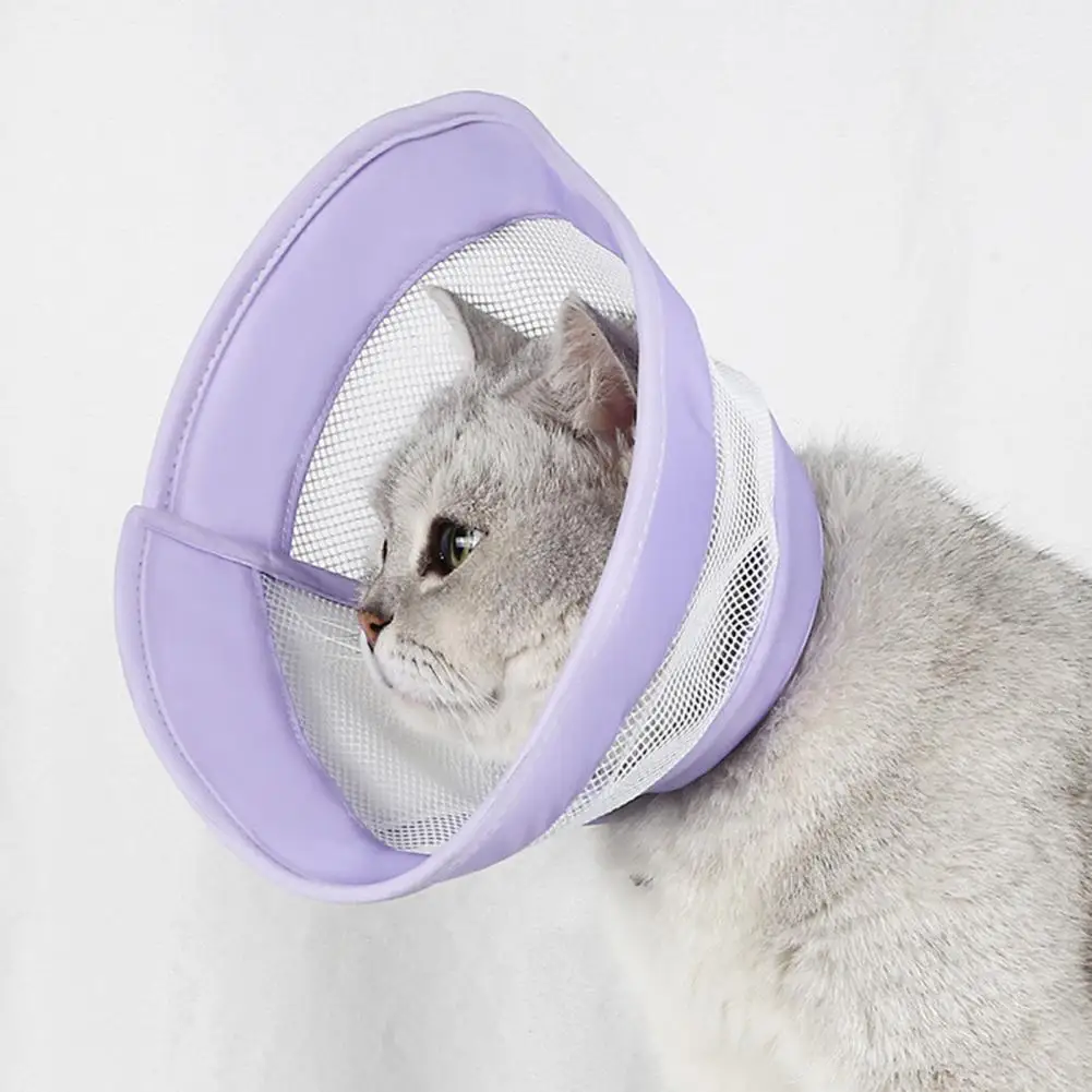 Macska helyreállítási nyakörv hálóvarrás puha, lélegző karcálló pamut kisállat macska nyakkúp nyakörv kisállat kellékek - 0