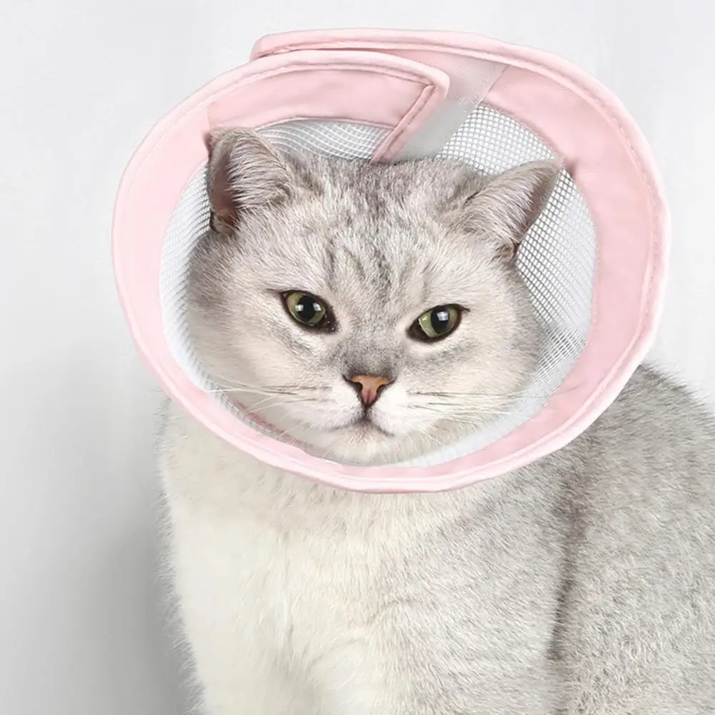 Macska helyreállítási nyakörv hálóvarrás puha, lélegző karcálló pamut kisállat macska nyakkúp nyakörv kisállat kellékek - 2