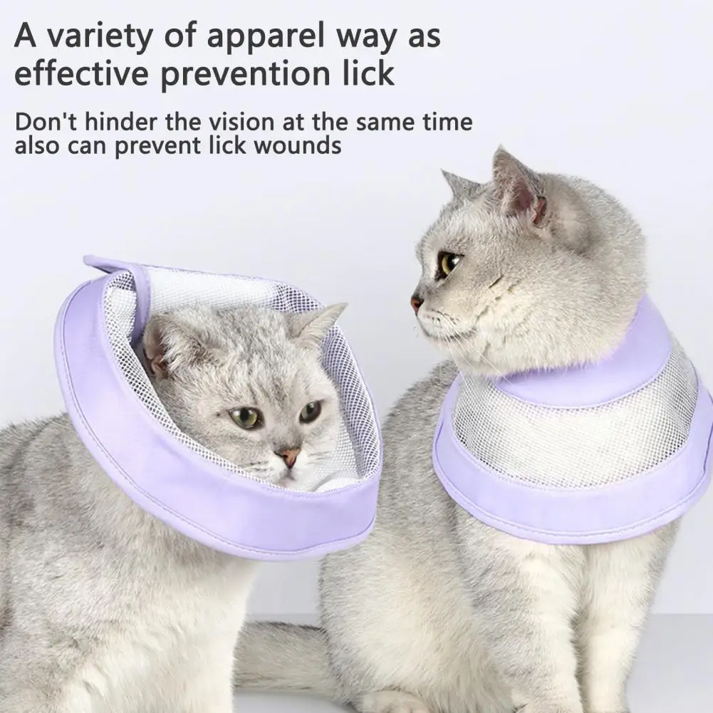 Macska helyreállítási nyakörv hálóvarrás puha, lélegző karcálló pamut kisállat macska nyakkúp nyakörv kisállat kellékek - 4