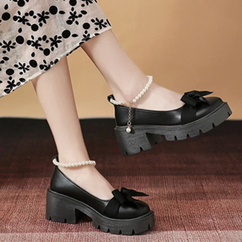 Mary Jane cipők - nők Japán stílusú Lolita cipők - nők Vintage sekély magas sarkú cipő Vaskos platform cipők Cosplay női szivattyúk - 3