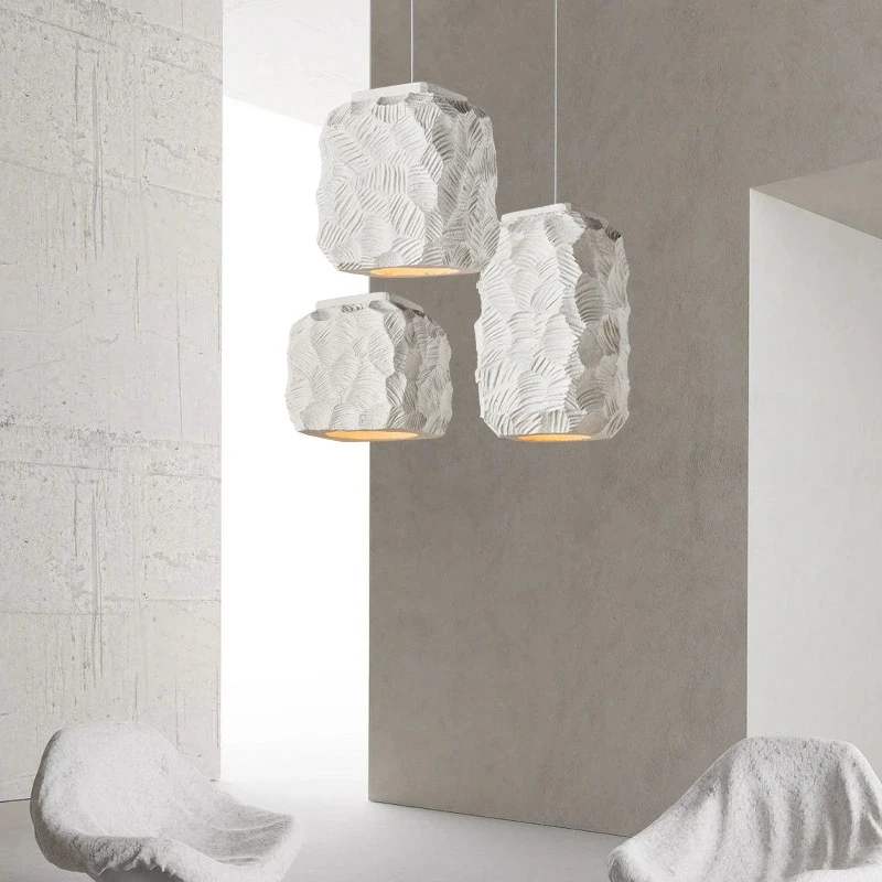 Modern minimalista fehér nagy sűrűségű polisztirol Single Dining függőlámpa LED E27 világítás Nappali beltéri dekorációs lámpatest - 0