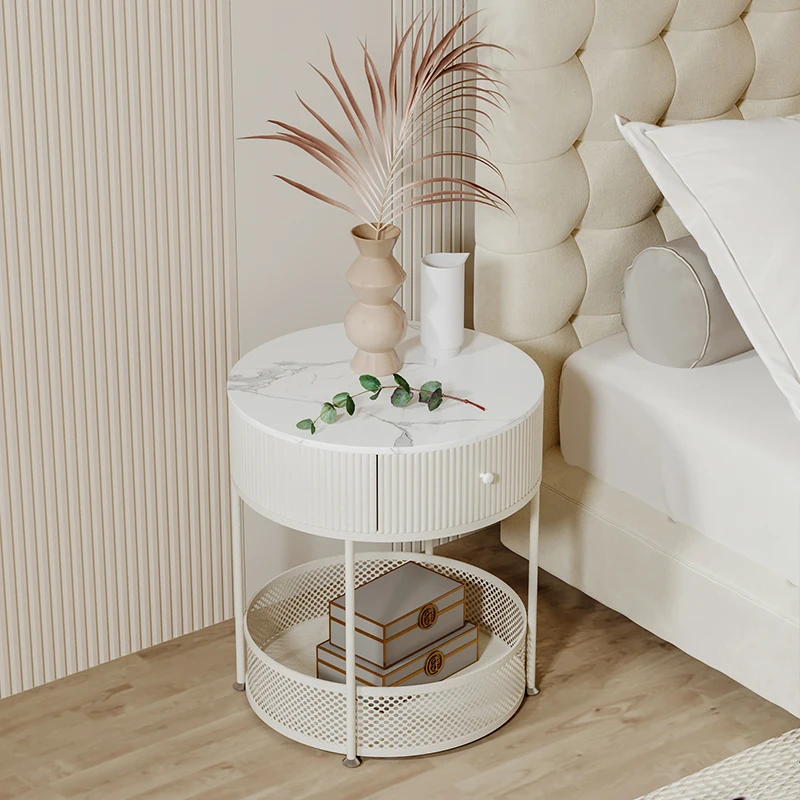 Modern minimalista kör alakú vaskrém stílusú tárolóállvány háztartási hálószoba éjjeliszekrények tárolására - 1
