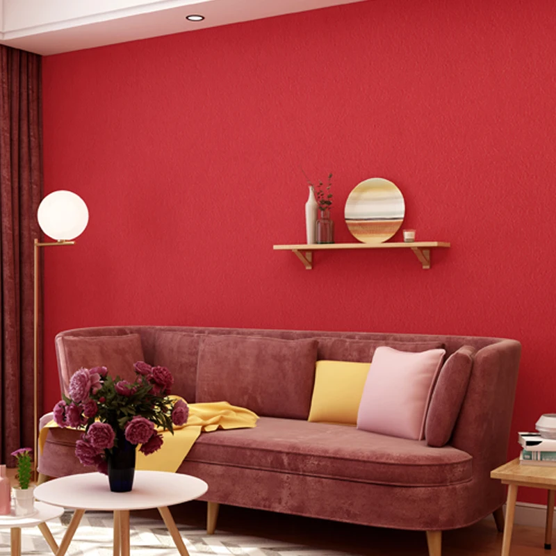 Modern Pure Color Classic Red Wallpaper Burgundi Big Red Nappali hálószoba Ktv Háttér Fali Papír Ruházati üzlet Tapéta - 2