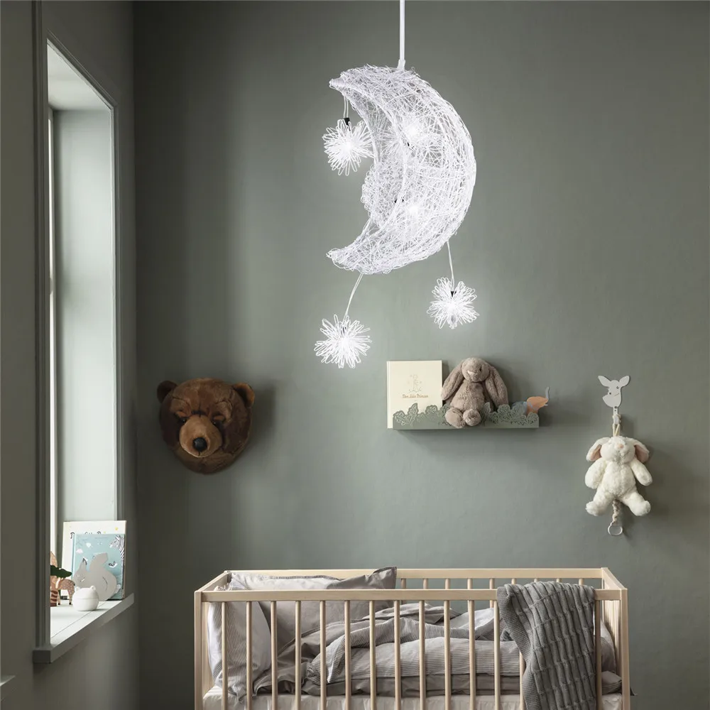 Modern romantikus LED fény függőlámpa Hold Szikra Hold szikra Függő mennyezeti lámpák gyerekeknek Szoba hálószoba Nappali LED csillogás - 3