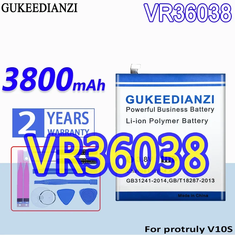 Nagy kapacitású GUKEEDIANZI akkumulátor VR36038 VR 36038 3800mAh A protruly V10S mobiltelefon akkumulátorokhoz - 0