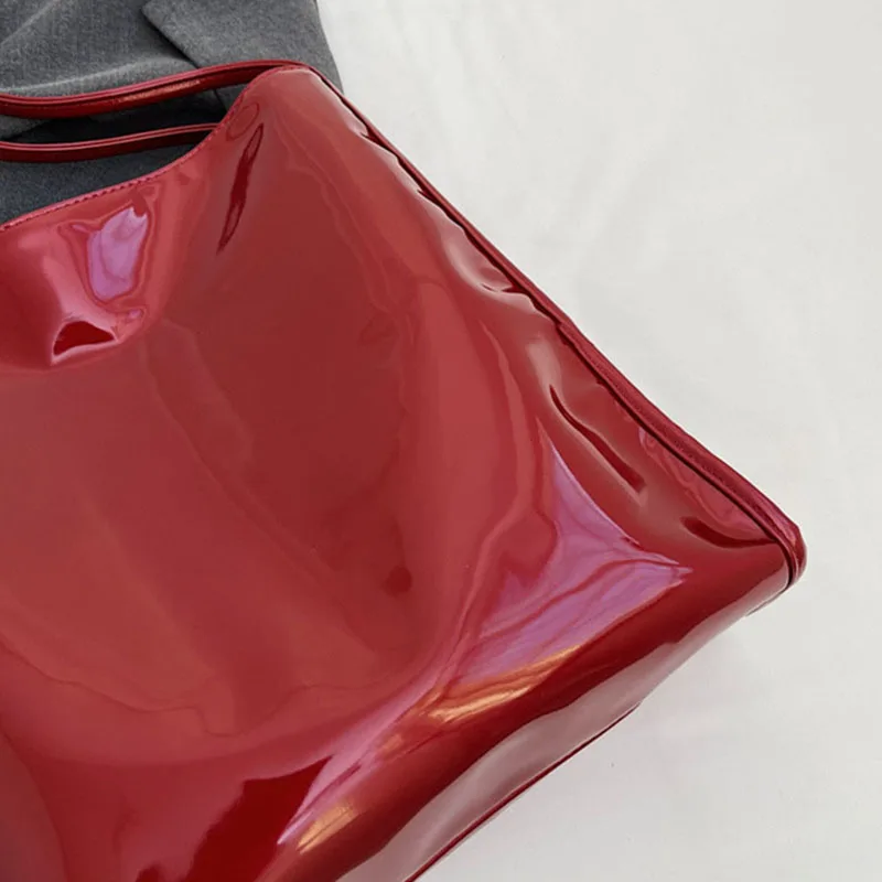 New Fashion Soft Patent bőr Tote for Ladies női váll hónalj táska Női kézitáska Bőr táskák 2023 - 2